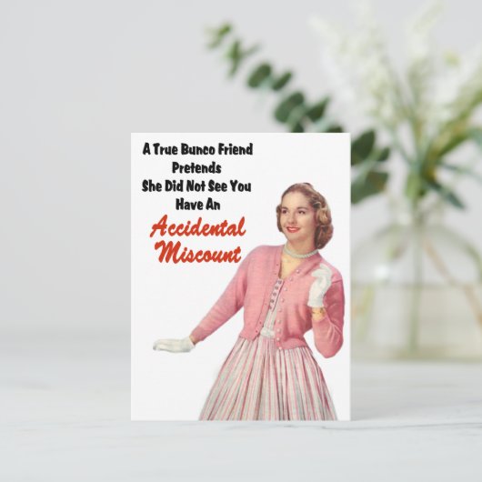 Funny Retro  Bunco Briefkaart (Staand voorkant)