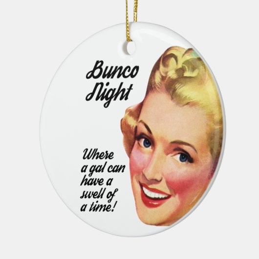 Funny Retro  Bunco Player zwelt een tijd uit Keramisch Ornament (Links)