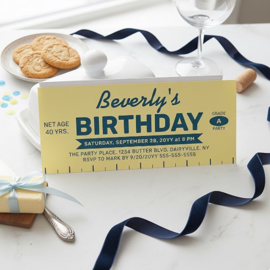 Funny Retro Butter Stick Personalized Birthday Kaart