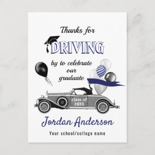 Funny Retro Car Drive by Afstuderen Hartelijk dank Briefkaart