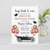 Funny Retro Car DRIVE, PHOTO Graduparty Kaart (Staand voorkant)