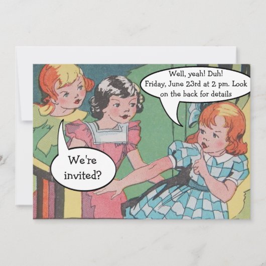 Funny  Retro Cartoon Comic Party Kaart (Voorkant)