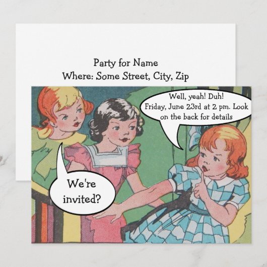 Funny  Retro Cartoon Comic Party Kaart (Voorkant / Achterkant)