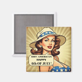 Funny Retro Cartoon Pin-up 4 van juli Magnet (Voorkant / Achterkant)