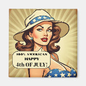 Funny Retro Cartoon Pin-up 4 van juli Magnet (Voorkant)