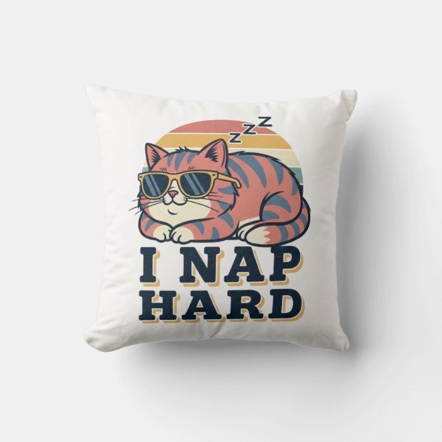 Funny Retro Cat Square Throw Pillow Kussen (Voorkant)