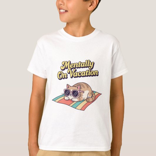 Funny Retro Cat Vacation Kids T-Shirt (Voorkant)