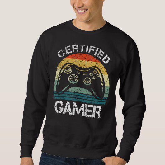 Funny Retro Certified Gamer Video Games Trui (Voorkant)