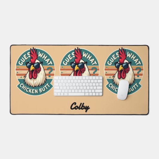 Funny Retro Chicken Butt Joke Design Bureaumat (Keyboard & Muis)