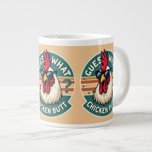Funny Retro Chicken Butt Joke Design Grote Koffiekop (Voorkant rechts)