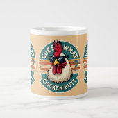 Funny Retro Chicken Butt Joke Design Grote Koffiekop (Voorkant)
