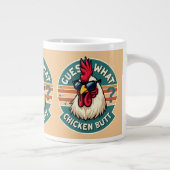 Funny Retro Chicken Butt Joke Design Grote Koffiekop (Rechts)