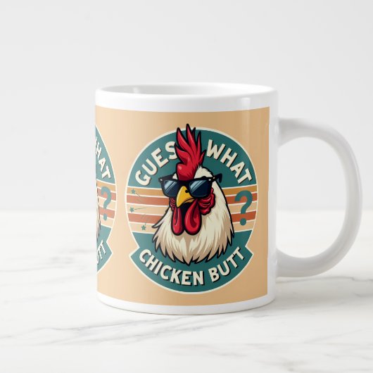 Funny Retro Chicken Butt Joke Design Grote Koffiekop (Rechts)