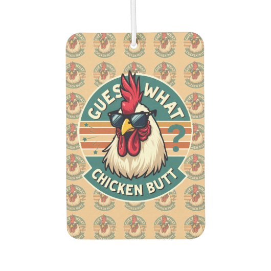 Funny Retro Chicken Butt Joke Design Luchtverfrisser (Voorkant)
