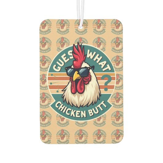 Funny Retro Chicken Butt Joke Design Luchtverfrisser (Achterkant)