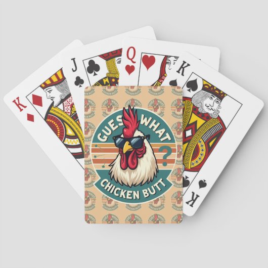 Funny Retro Chicken Butt Joke Design Pokerkaarten (Achterkant)