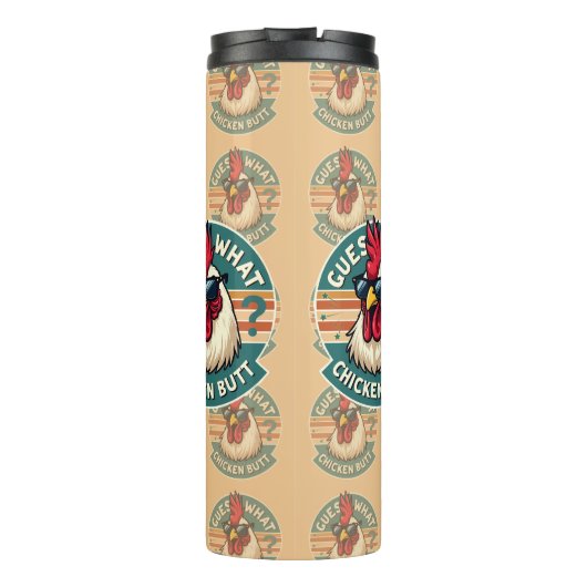  Funny Retro Chicken Butt Joke Design Thermosbeker (Achterkant)