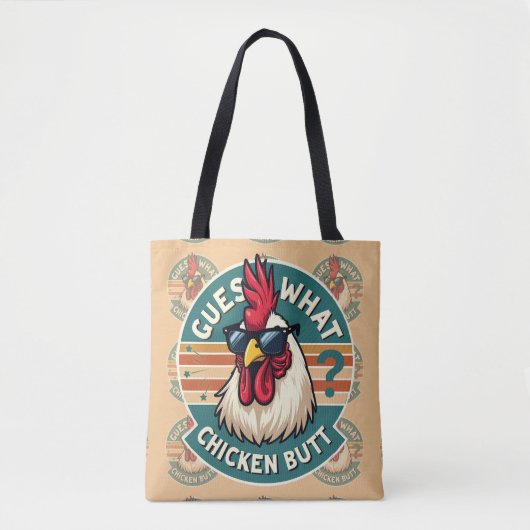  Funny Retro Chicken Butt Joke Design Tote Bag (Voorkant)