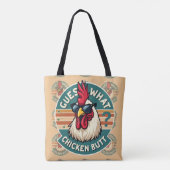 Funny Retro Chicken Butt Joke Design Tote Bag (Achterkant)