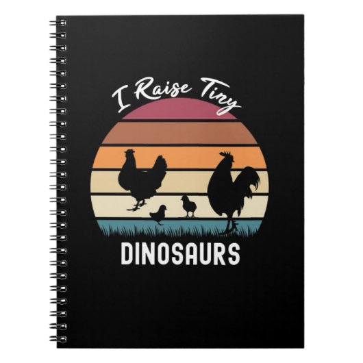 Funny Retro Chicken Gifts I Raise Tiny Dinosaurs Notitieboek (Voorkant)