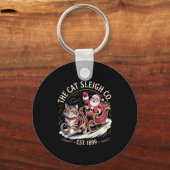 Funny Retro Christmas Cat  Sleutelhanger (Voorkant)