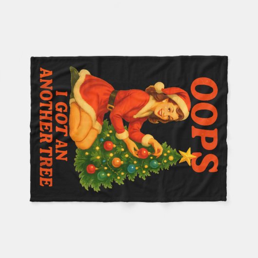 Funny Retro Christmas Oops I Got Another Tree  Fleece Deken (Voorkant (Horizontaal))
