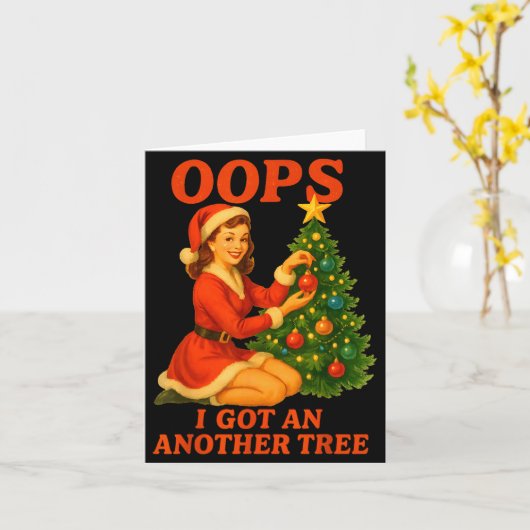 Funny Retro Christmas Oops I Got Another Tree  Kaart (Gele Bloem)