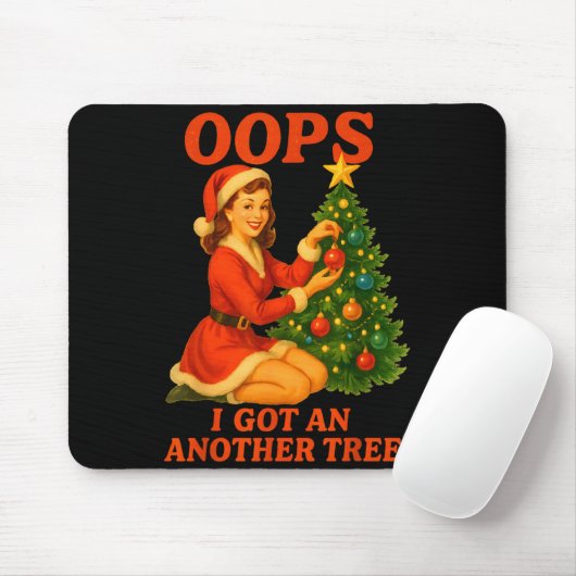 Funny Retro Christmas Oops I Got Another Tree Muismat (Met muis)