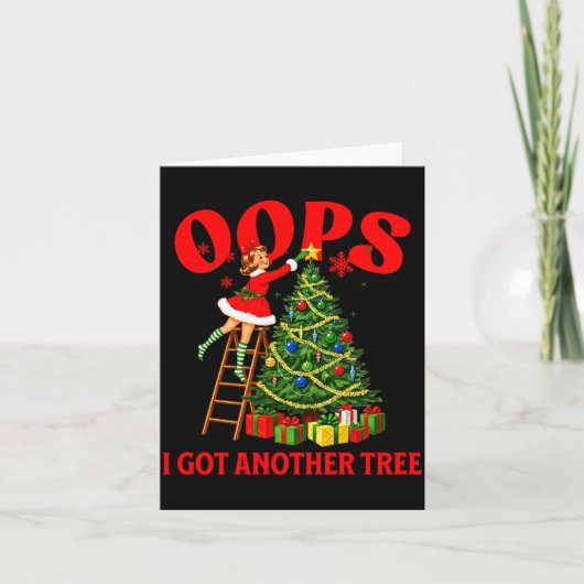 Funny Retro Christmas Oops I Got Another Tree Prem Kaart (Voorkant)