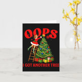 Funny Retro Christmas Oops I Got Another Tree Prem Kaart (Gele Bloem)