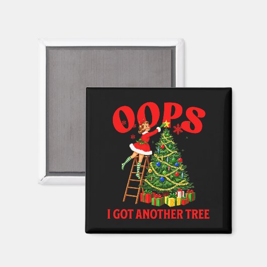 Funny Retro Christmas Oops I Got Another Tree Prem Magneet (Voorkant / Achterkant)
