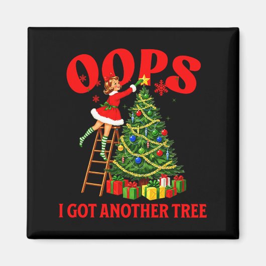 Funny Retro Christmas Oops I Got Another Tree Prem Magneet (Voorkant)