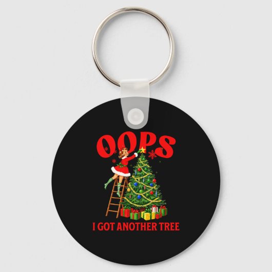 Funny Retro Christmas Oops I Got Another Tree Prem Sleutelhanger (Voorkant)