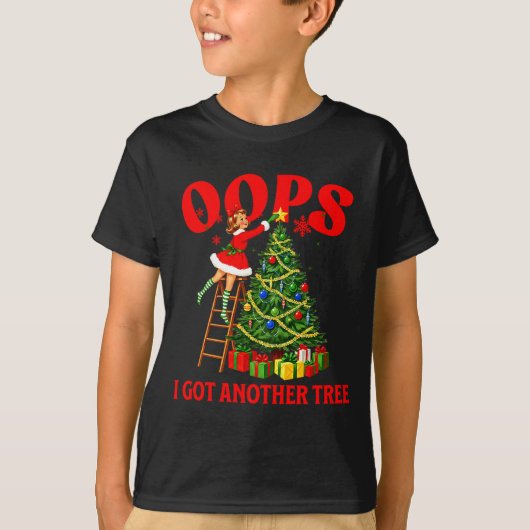 Funny Retro Christmas Oops I Got Another Tree Prem T-shirt (Voorkant)