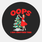 Funny Retro Christmas Oops I Got Another Tree Ronde Sticker (Voorkant)