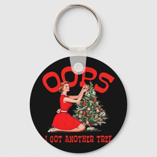 Funny Retro Christmas Oops I Got Another Tree Sleutelhanger (Voorkant)