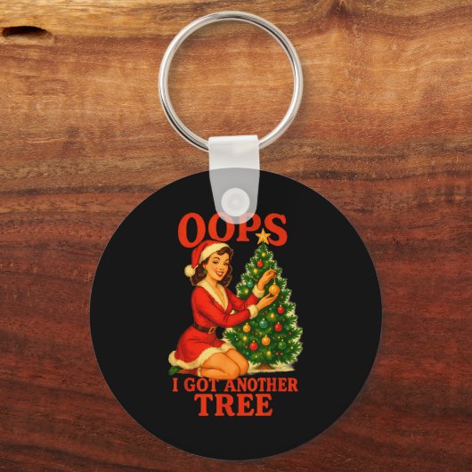 Funny Retro Christmas Oops I Got Another Tree  Sleutelhanger (Voorkant)