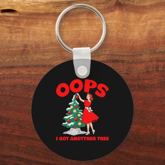 Funny Retro Christmas Oops I Got Another Tree  Sleutelhanger (Voorkant)