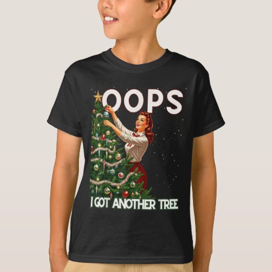 Funny Retro Christmas Oops I Got Another Tree T-shirt (Voorkant)