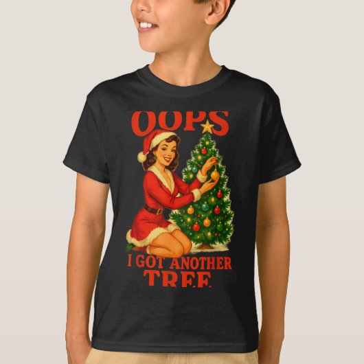 Funny Retro Christmas Oops I Got Another Tree T-shirt (Voorkant)