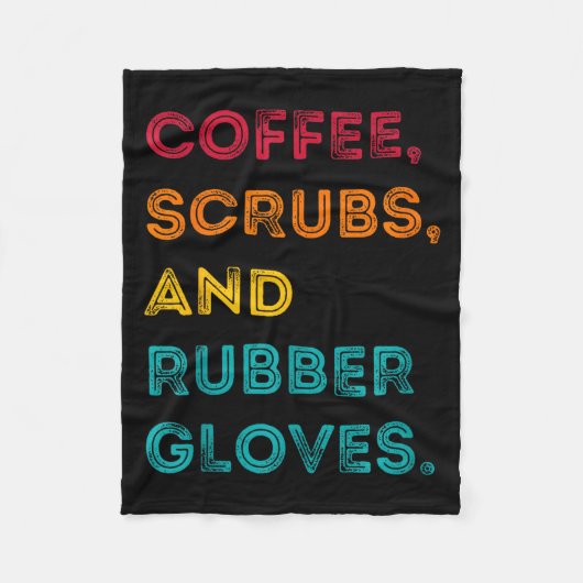 Funny Retro Coffee Scrubs Rubber Gloves Nurse Doct Fleece Deken (Voorkant)