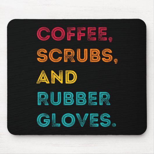 Funny Retro Coffee Scrubs Rubber Gloves Nurse Doct Muismat (Voorkant)