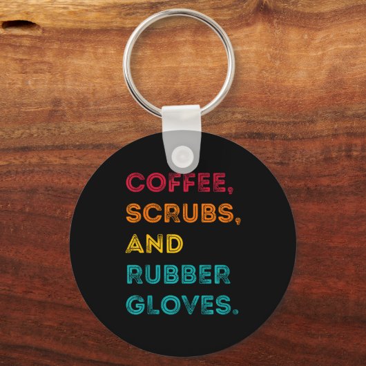 Funny Retro Coffee Scrubs Rubber Gloves Nurse Doct Sleutelhanger (Voorkant)
