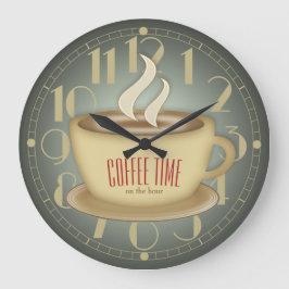Funny Retro Coffee Time Custom Color Grote Klok