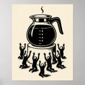 Funny Retro Coffee – Worship Coffee Poster (Voorkant)