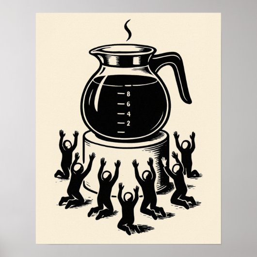 Funny Retro Coffee – Worship Coffee Poster (Voorkant)