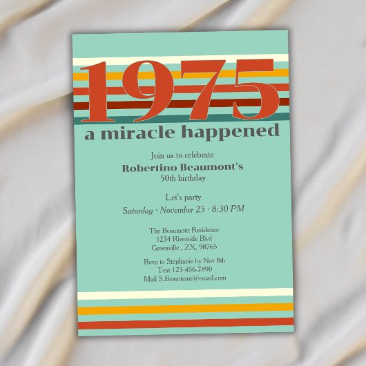 Funny Retro Colors 50th Birthday Party Kaart