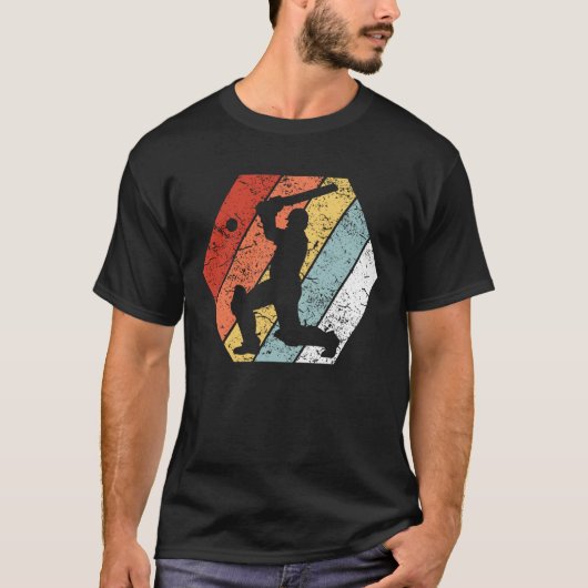 Funny Retro cricket 80s stijl T-shirt (Voorkant)