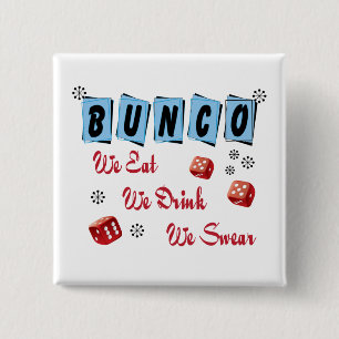 Funny Retro Dice Girls Night Out Bunco Vierkante Button 5,1 Cm