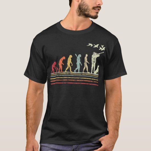 Funny Retro Evolution Duck Hunting Duck een vrouw  T-shirt (Voorkant)